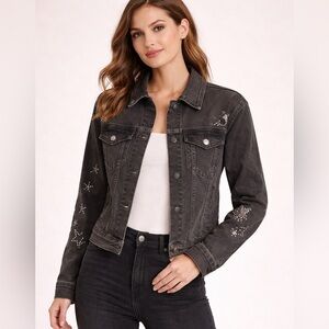 ✨ Driftwood Embellished Denim Jacket – Black – Size Small – NWT ✨